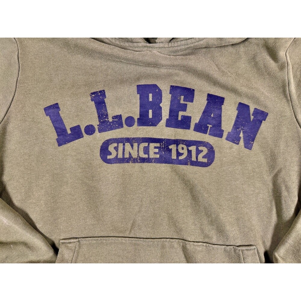 LLBean Olive Hoodie Sweatshirt Since 1912 Pullover Hooded Fleece Small SKU135 - Picture 9 of 9